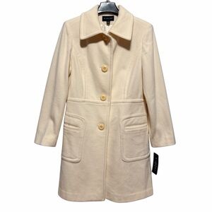 Braetan Cream Wool Blend Coat – Classic Warm Winter Dress Coat L
